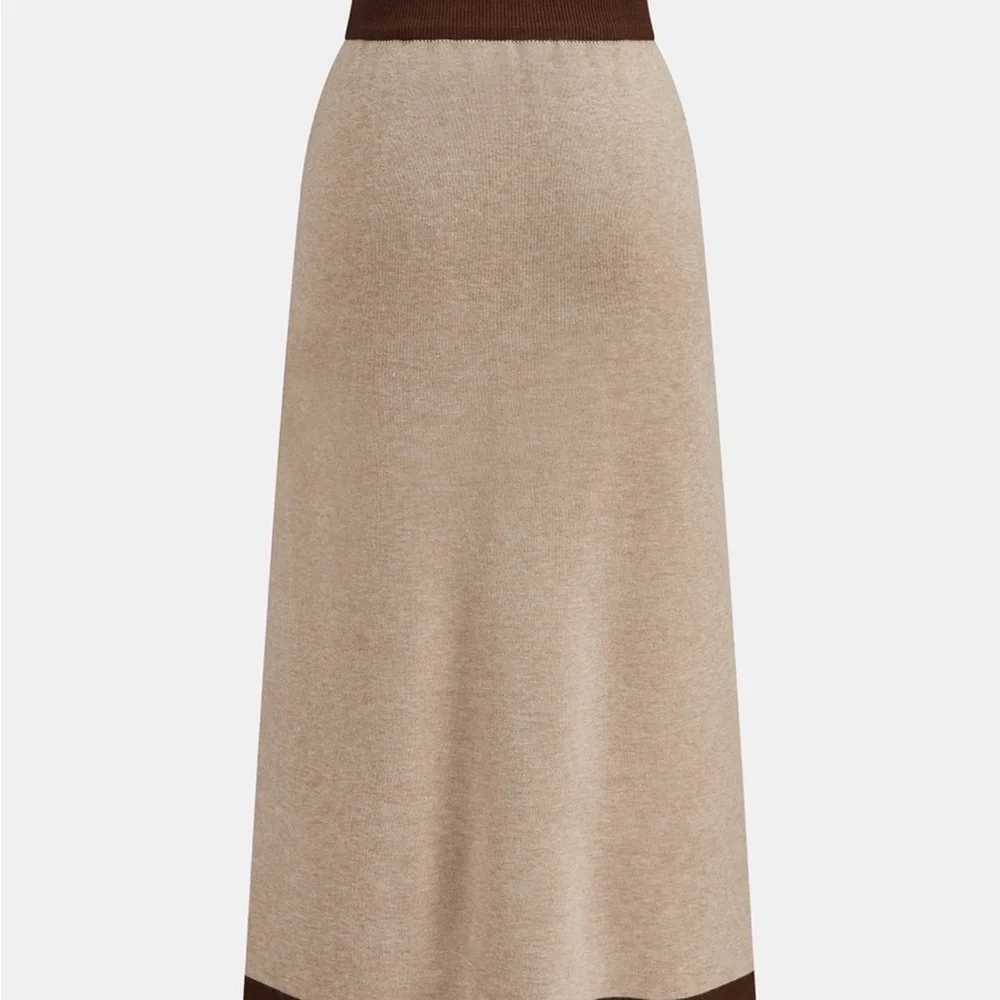 Commense Knit Tan and Brown Women's Skirt and sweater set - Picture 6 of 7